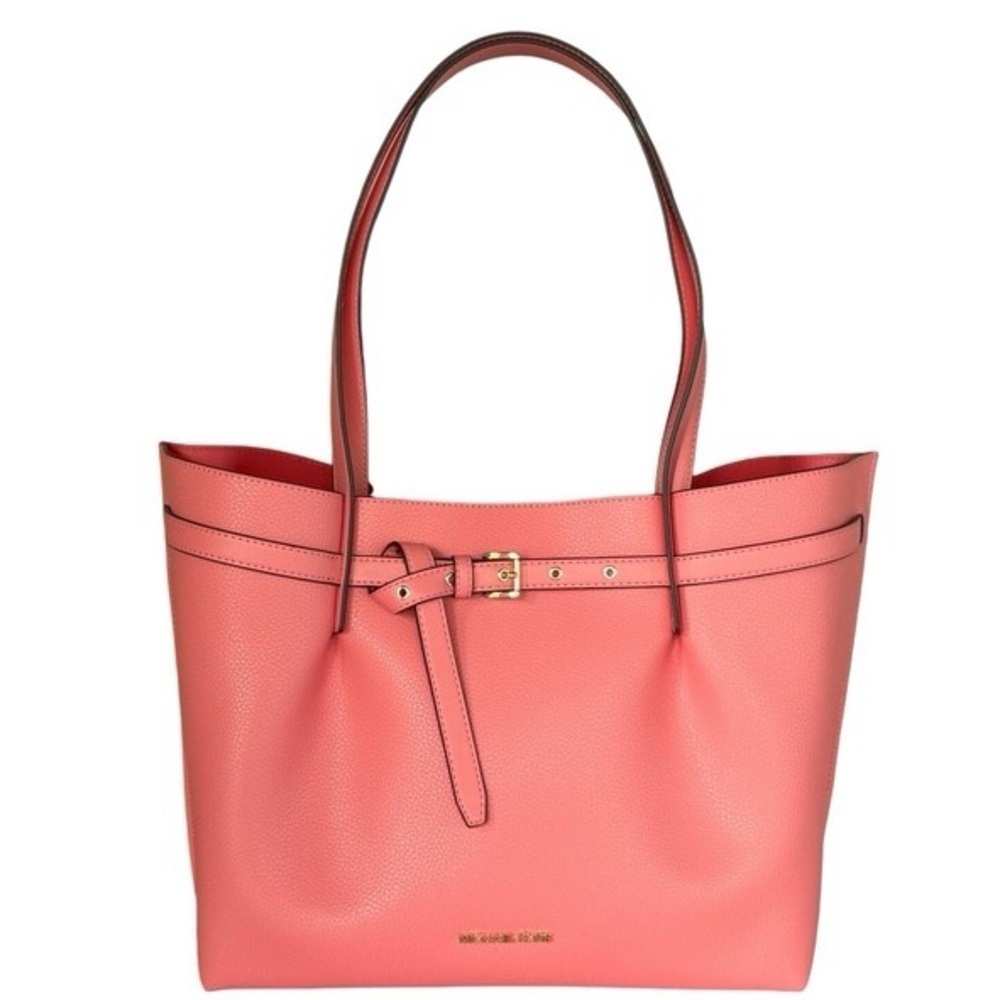 Michael Kors Emilia Large Pebbled Leather Tote Bag Coral Orange - Picture 6 of 6